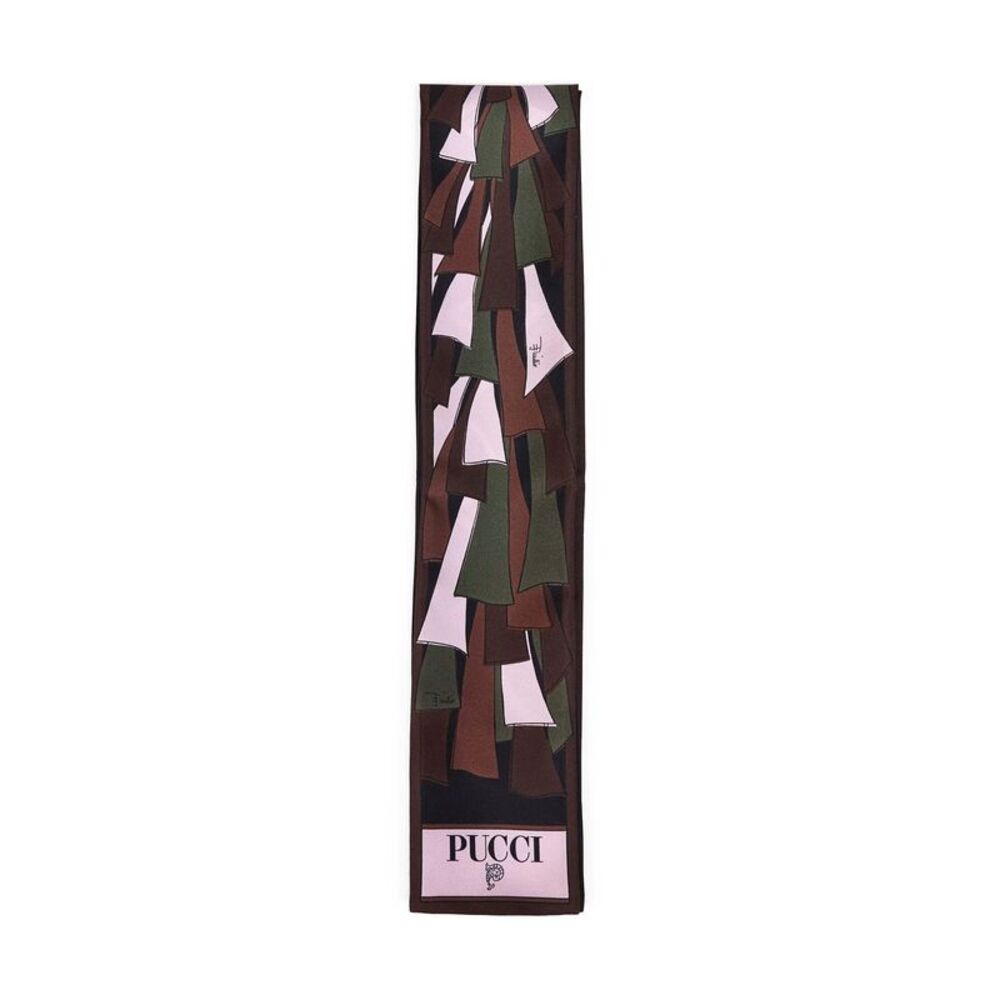 Pucci Women Khaki And Pink Baiadera Mix-Prints Silk Twill Bandeau Scarf